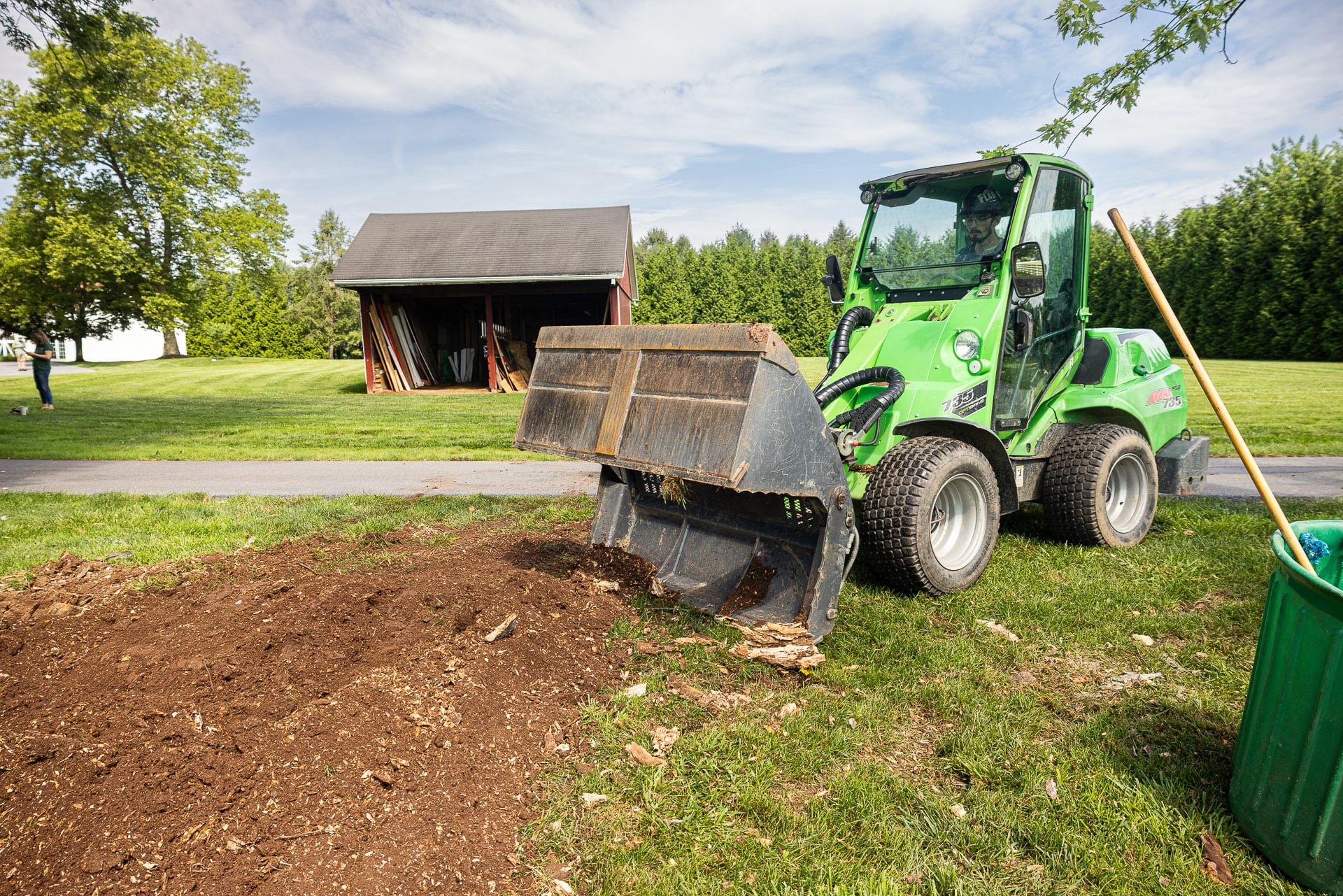 leveling out the area after stump grinding