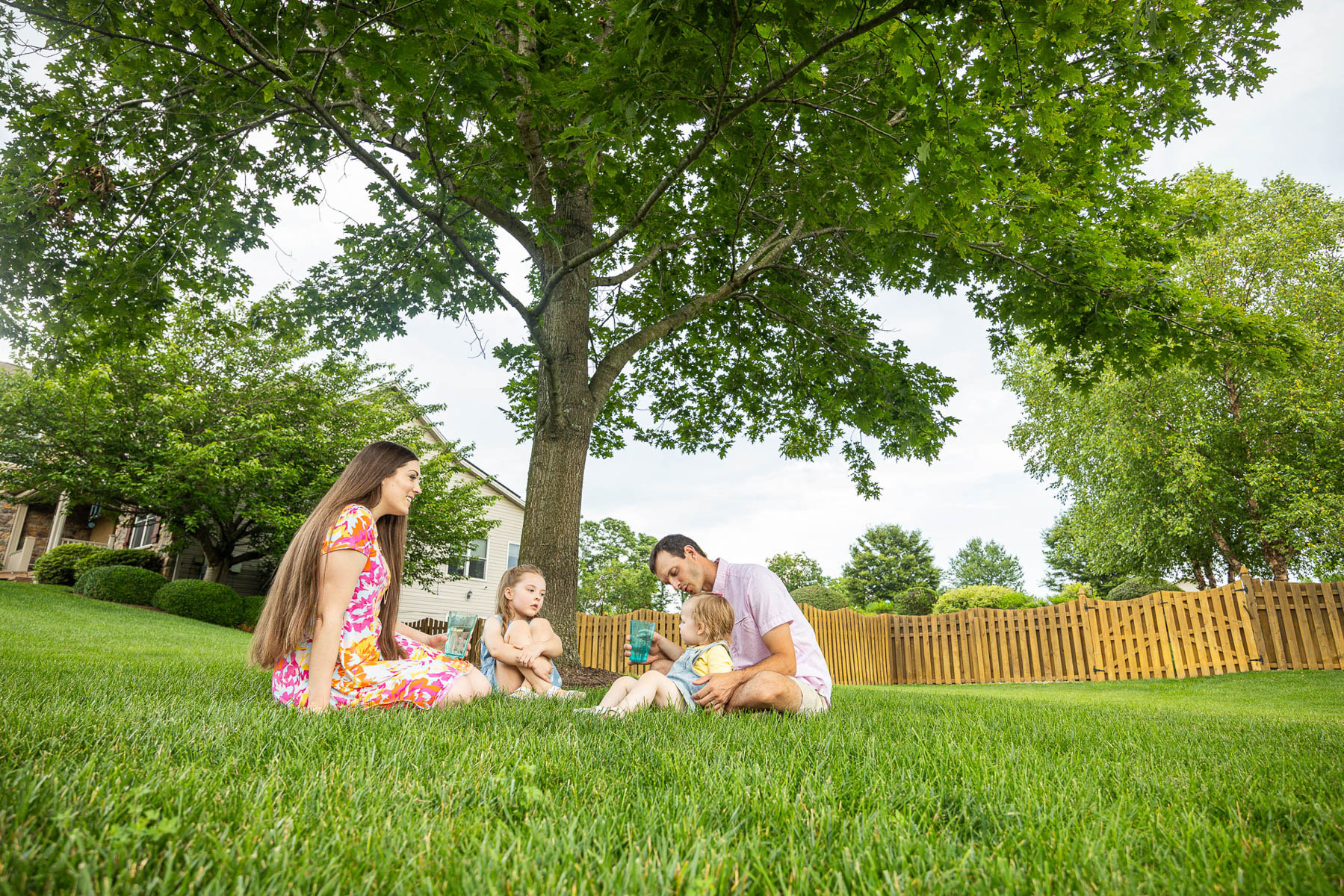 family enjoying healthy trees